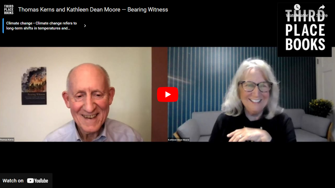 dewdrop-article Third Place Books interview with Kathleen Dean Moore